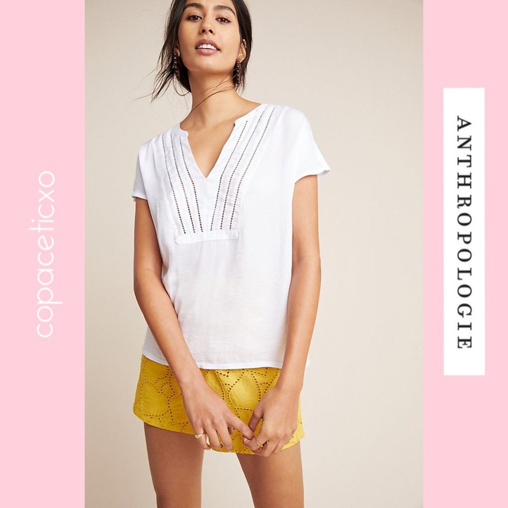 NWT Anthropologie White Dolan Moreira Top Shirt MD